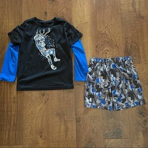 Boys under armour separates LS shirt & shorts sz 5 youth